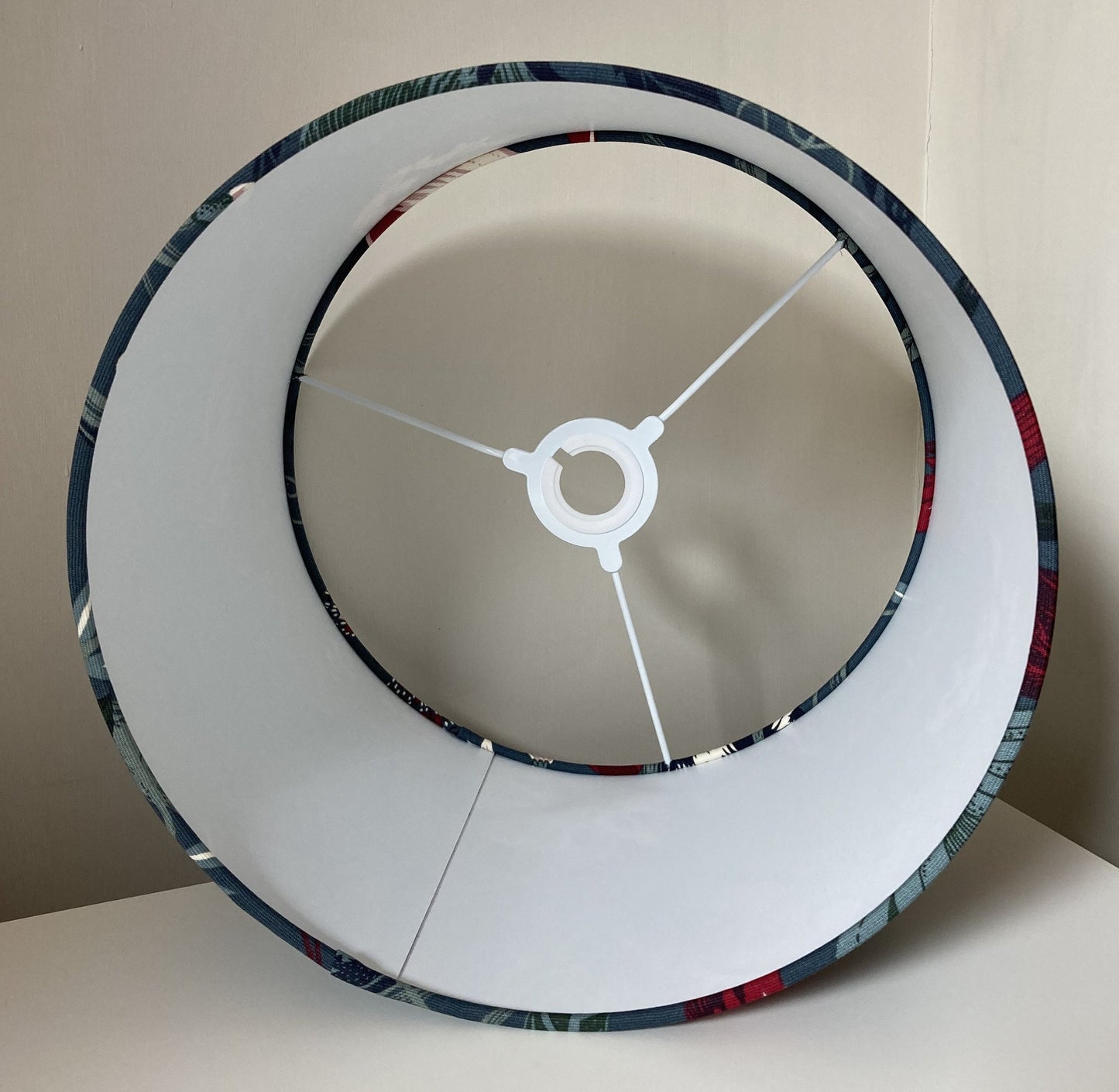 Tropical Botanical Lampshade Bird and Butterfly Grey Floral Fabric New Handmade