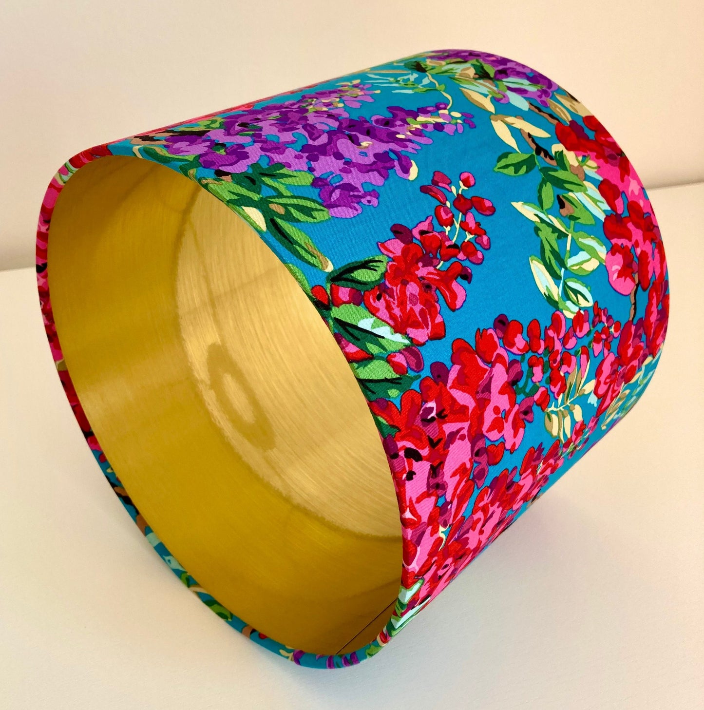 Bright Pink and Teal Wisteria Flower Lampshade