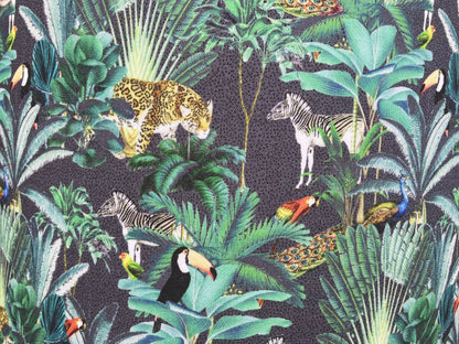 Tropical Drum Lampshade  - Jungle Scenery Animal Print Fabric - Handmade Table or Ceiling Lamp