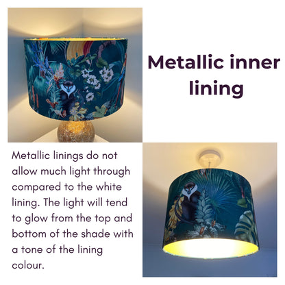 Tropical Teal Fabric Lampshade with Monkeys and Palm Leaves