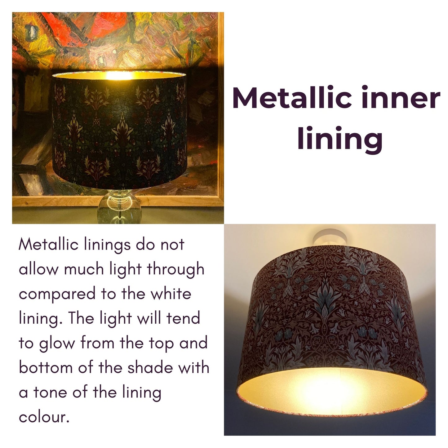 William Morris Snakeshead Lampshade in Dark Blue, Wine and Green Fabric