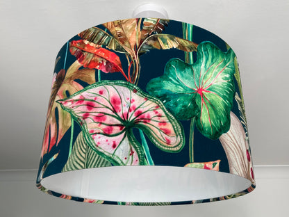 Teal Tropical Velvet Lampshade for Table or Ceiling Lamps