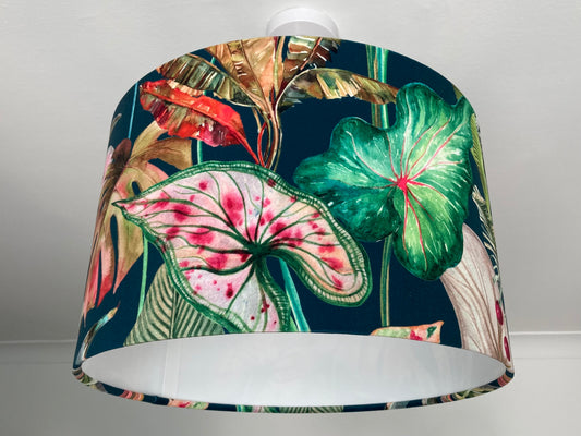 Teal Tropical Velvet Lampshade for Table or Ceiling Lamps
