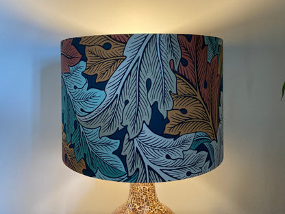 William Morris Teal and Orange Acanthus Drum Lampshade