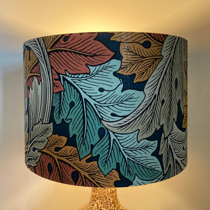 William Morris Teal and Orange Acanthus Drum Lampshade