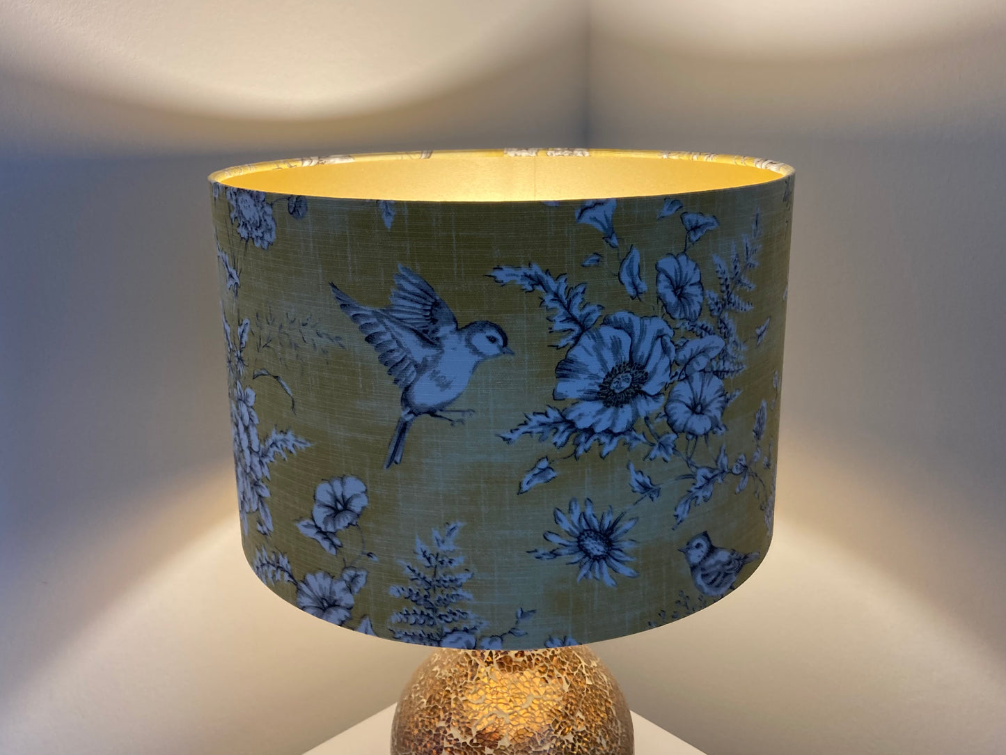 Yellow Bird Fabric Lampshade for Table or Ceiling Lamps