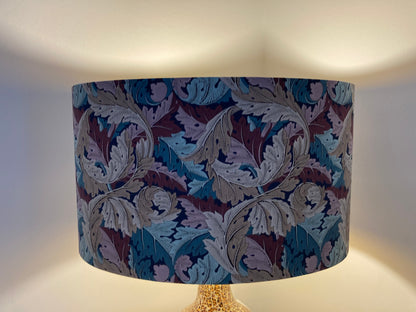 William Morris Acanthus Lampshade in Plum Teal Beige Fabric