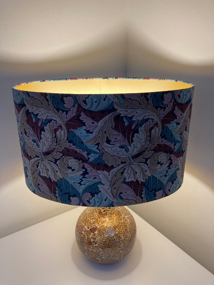 William Morris Acanthus Lampshade in Plum Teal Beige Fabric