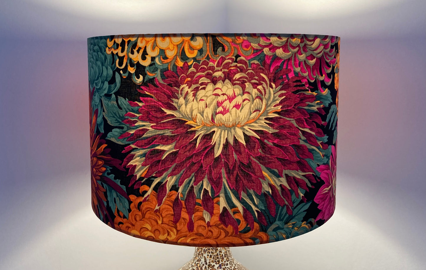 Bright Pink Red Orange Chrysanthemum Flower Lampshade for Table Lamps or Ceiling Pendant