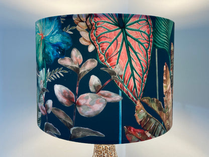 Teal Tropical Velvet Lampshade for Table or Ceiling Lamps