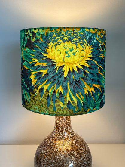 Bright Blue Green Yellow Teal Chrysanthemum Flower Lampshade