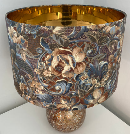 Floral Lampshade Vintage Liberty Fabric Blue Brown Gold For Ceiling or Table Lamps