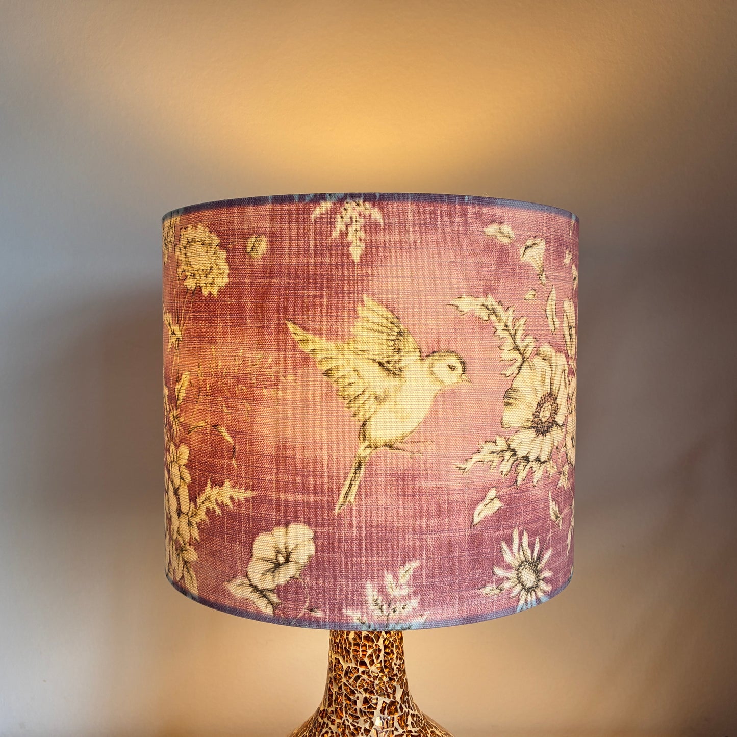 Rose Pink Finch Bird Fabric Lampshade for Table or Ceiling Lamps
