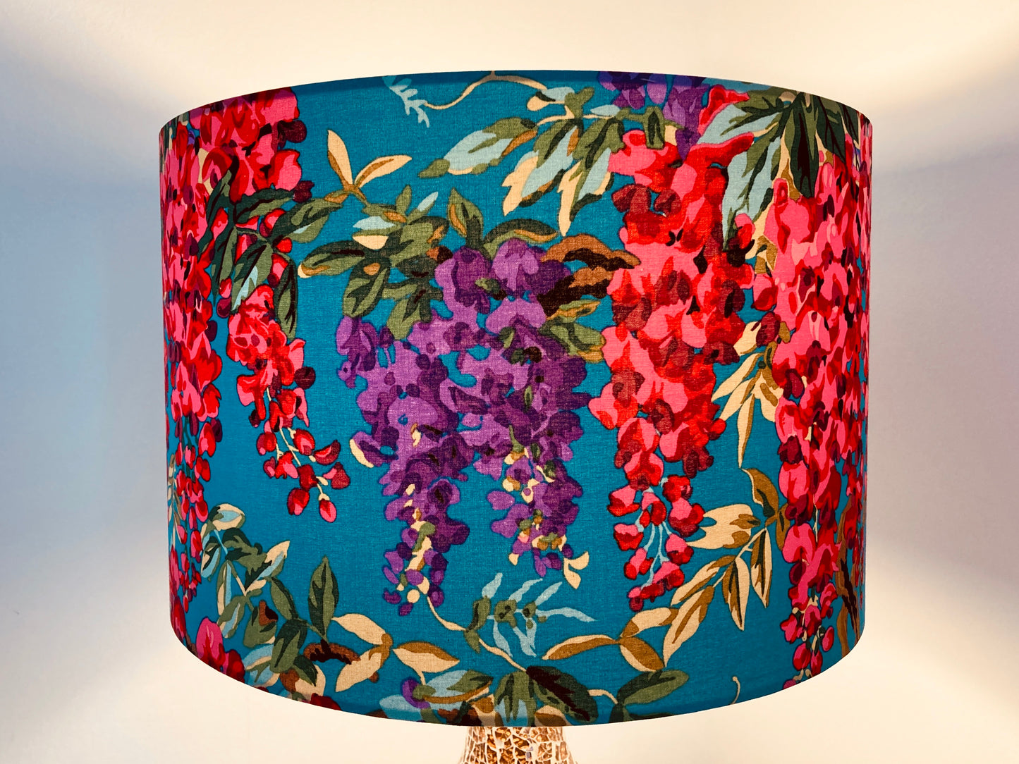 Bright Pink and Teal Wisteria Flower Lampshade