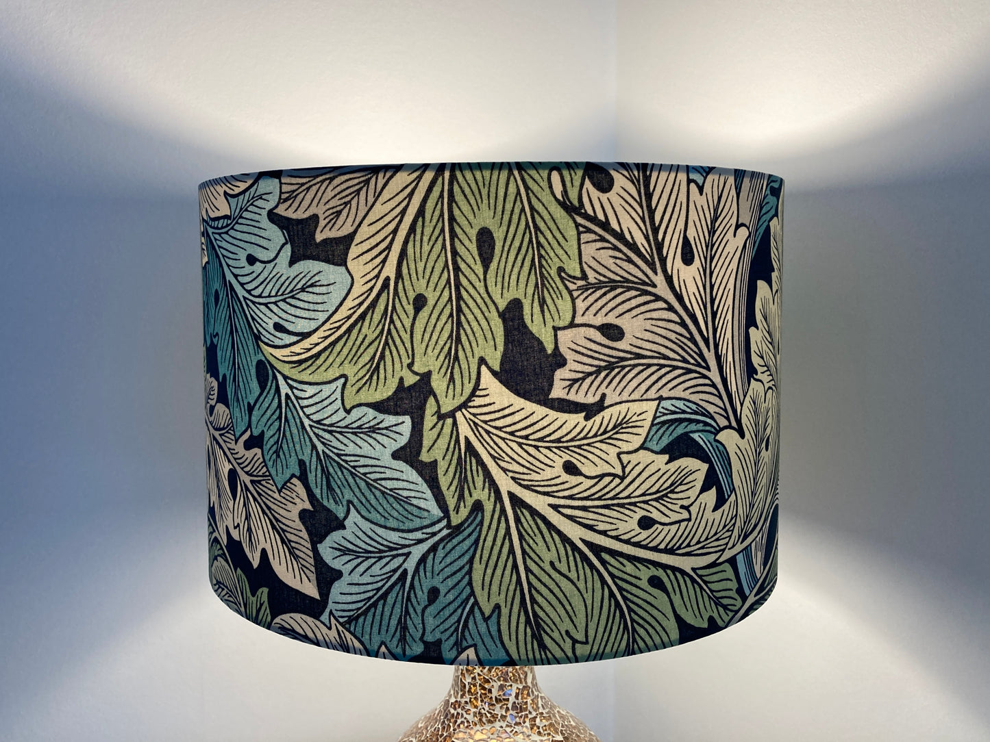 William Morris Green and Teal Acanthus Drum Lampshade