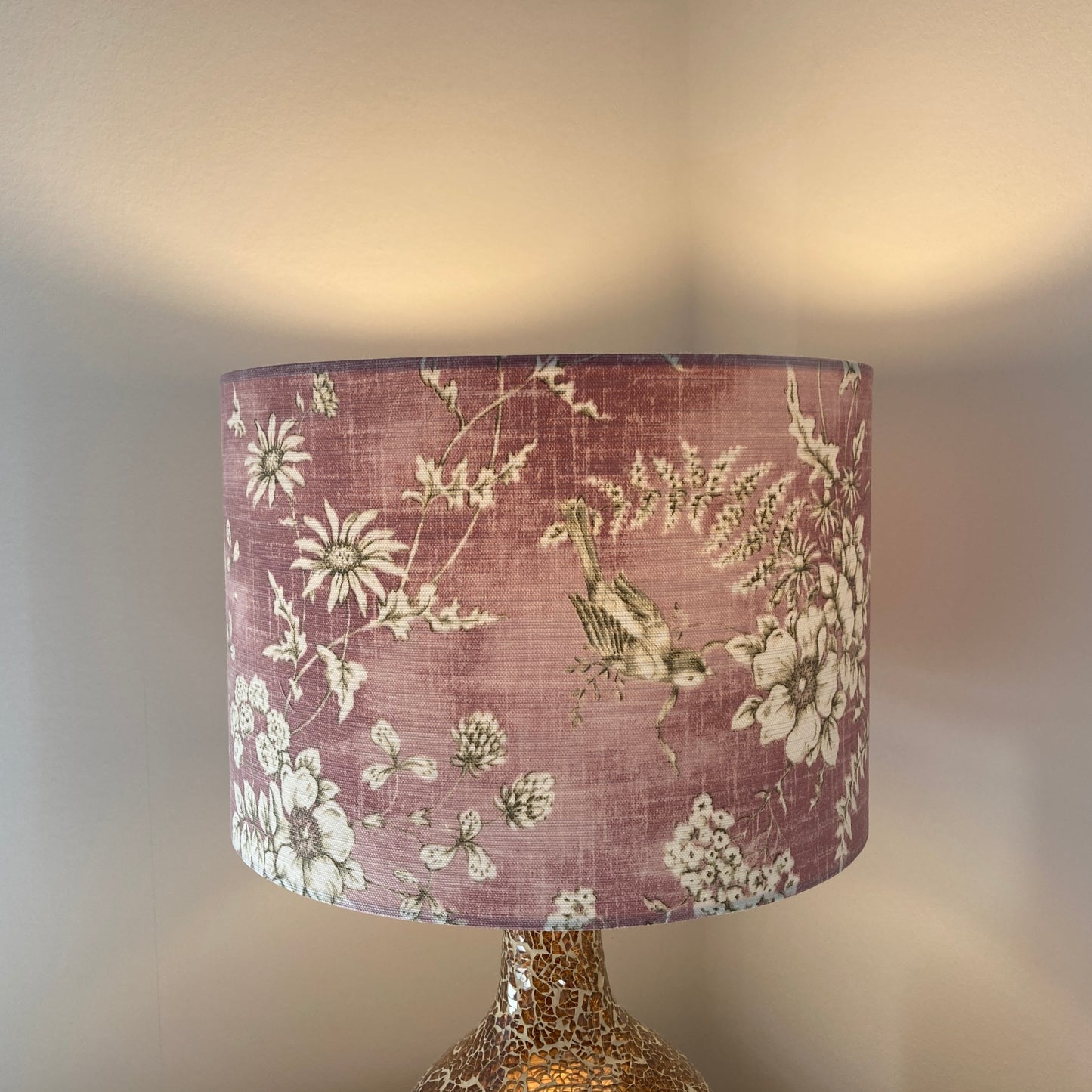 Rose Pink Finch Bird Fabric Lampshade for Table or Ceiling Lamps