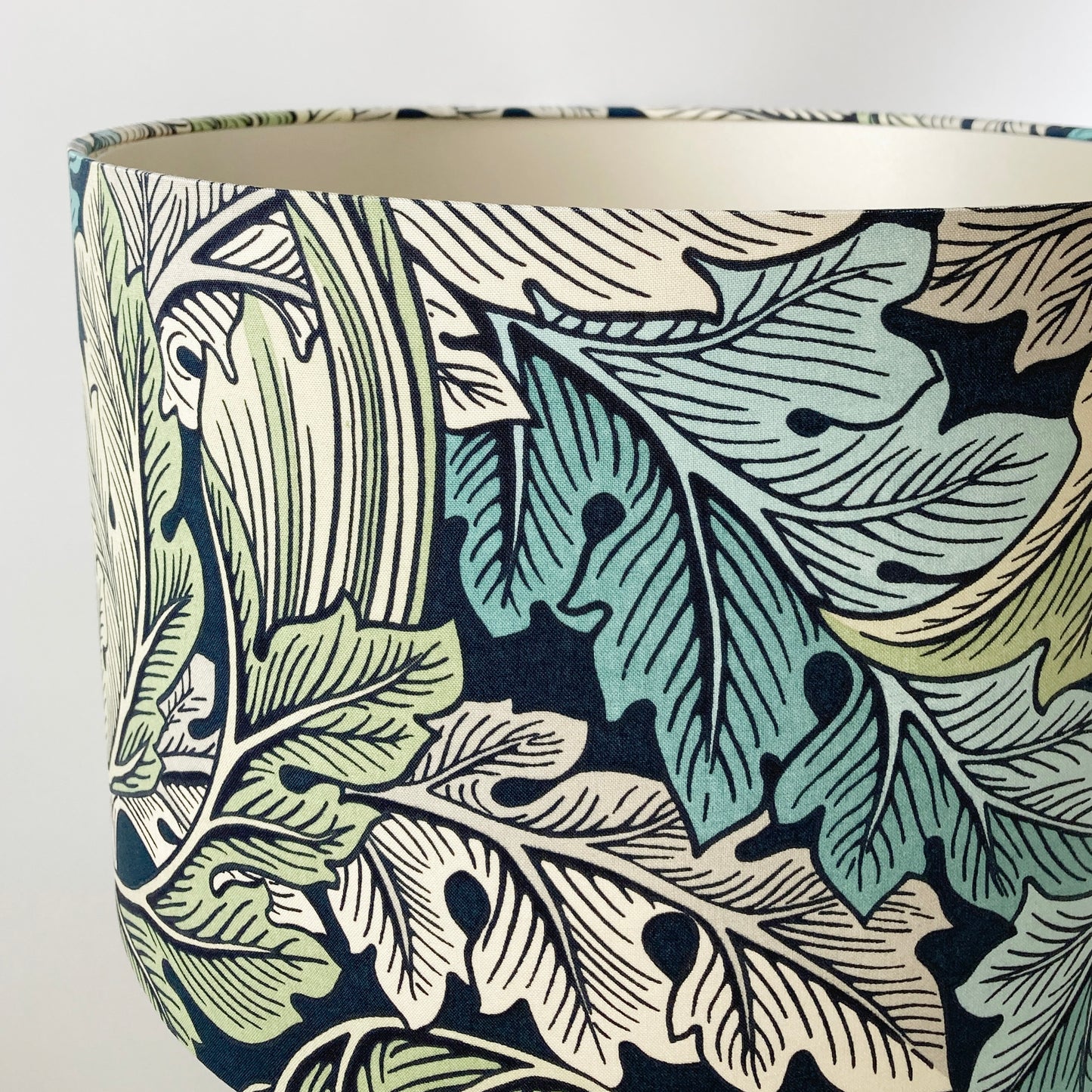 William Morris Green and Teal Acanthus Drum Lampshade