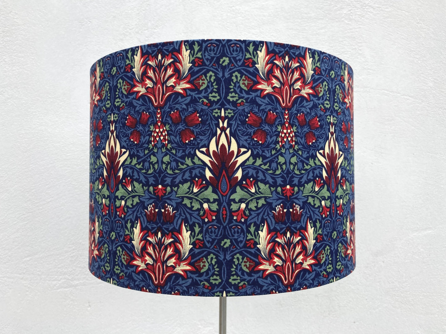 William Morris Snakeshead Lampshade in Dark Blue, Wine and Green Fabric