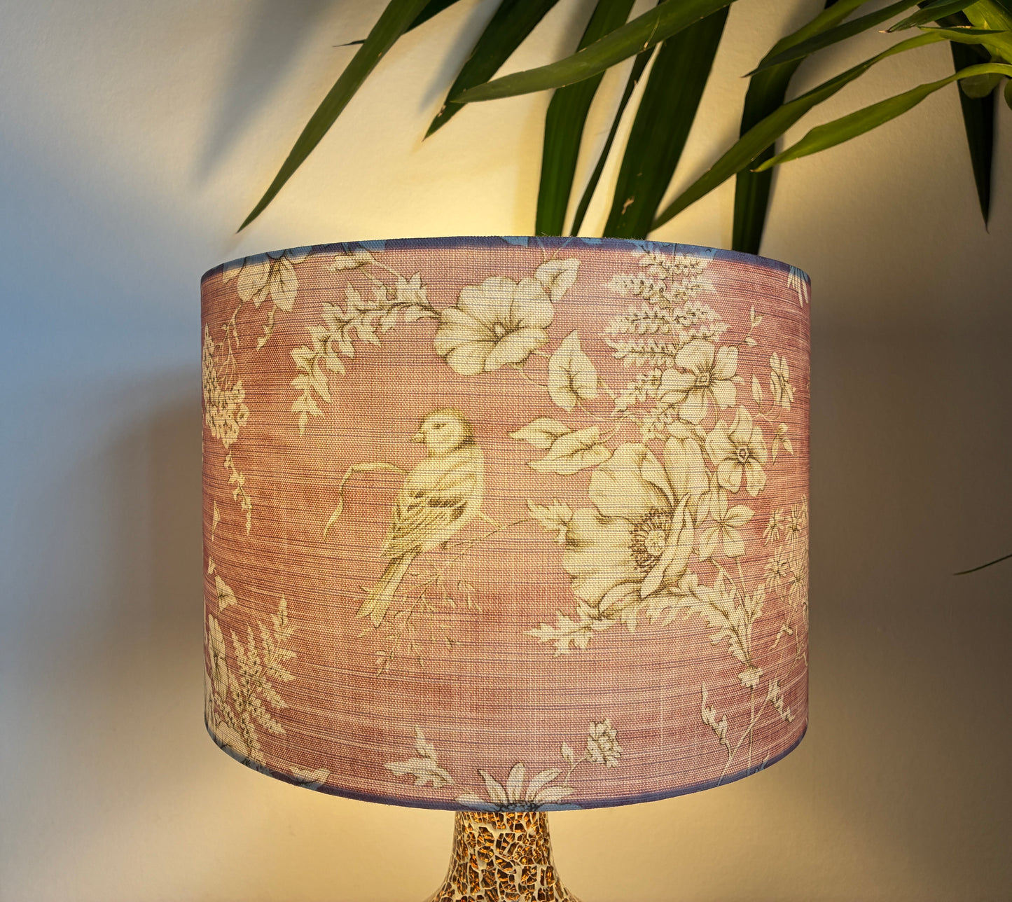 Rose Pink Finch Bird Fabric Lampshade for Table or Ceiling Lamps