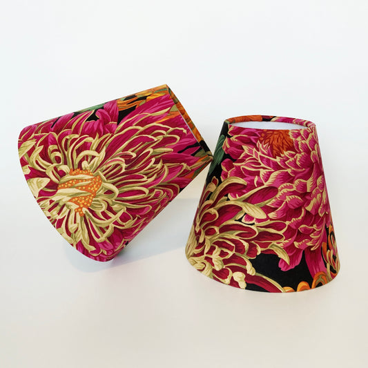 Bright Pink Red Orange Chrysanthemum Flower Candle Clip Lampshade