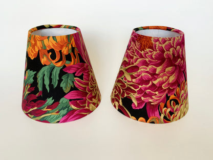 Bright Pink Red Orange Chrysanthemum Flower Candle Clip Lampshade