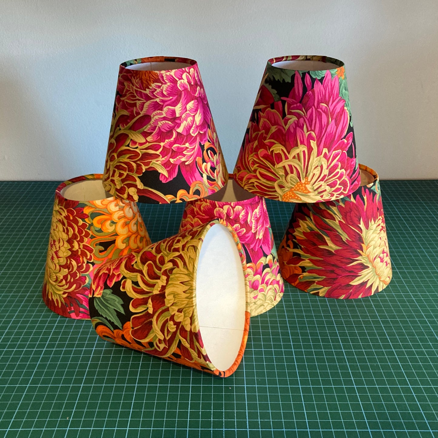 Bright Pink Red Orange Chrysanthemum Flower Candle Clip Lampshade