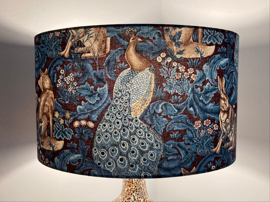 William Morris Forest Lampshade in Purple and Teal Fabric