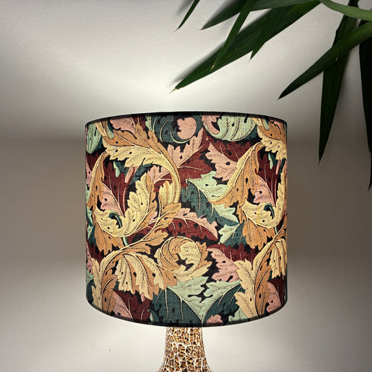 William Morris Acanthus Lampshade in Plum Teal Beige Fabric