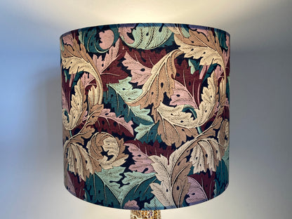 William Morris Acanthus Lampshade in Plum Teal Beige Fabric