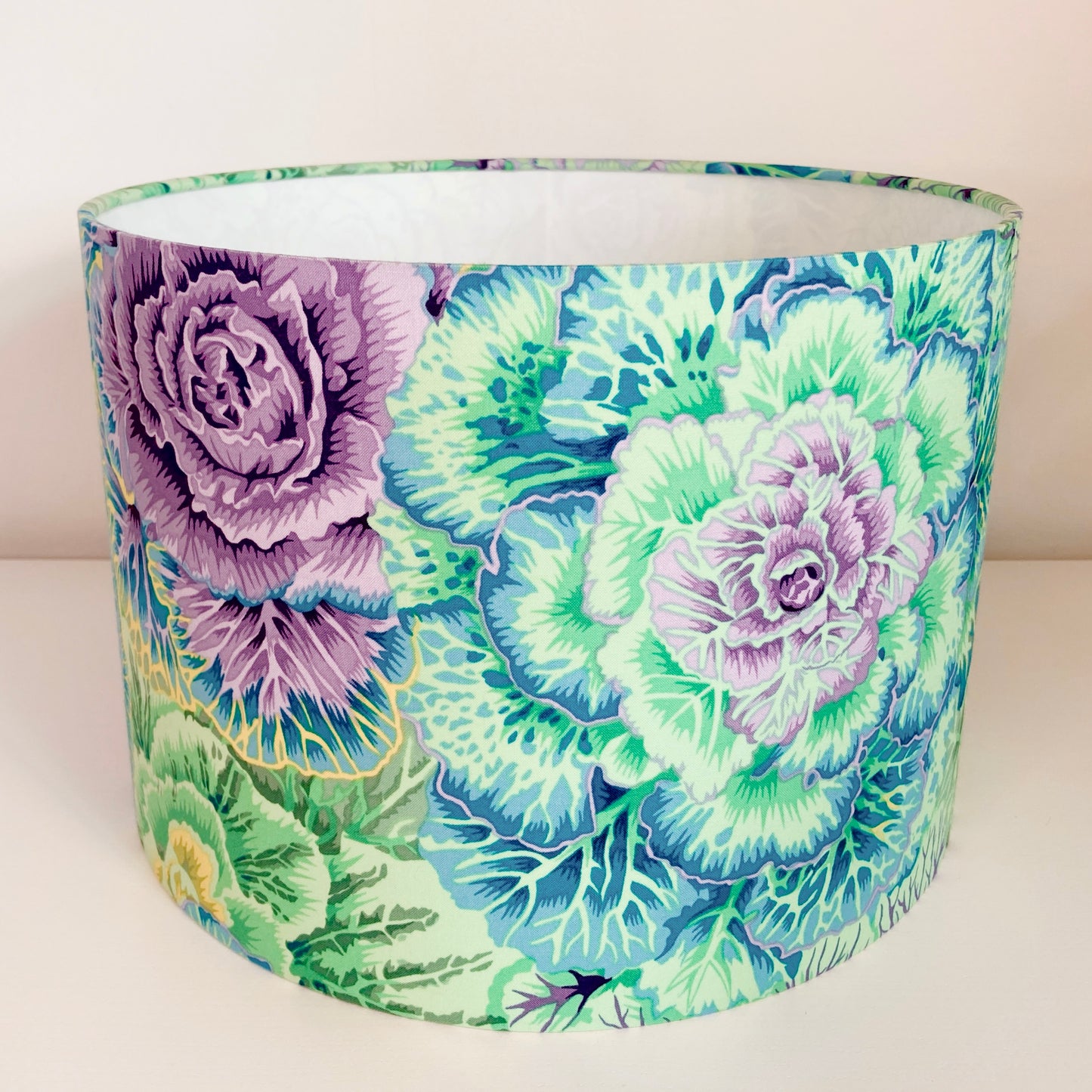 Light Green Blue and Purple Brassica Leaves Lampshade
