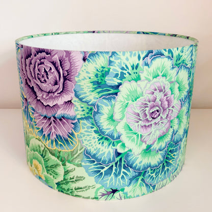 Light Green Blue and Purple Brassica Leaves Lampshade