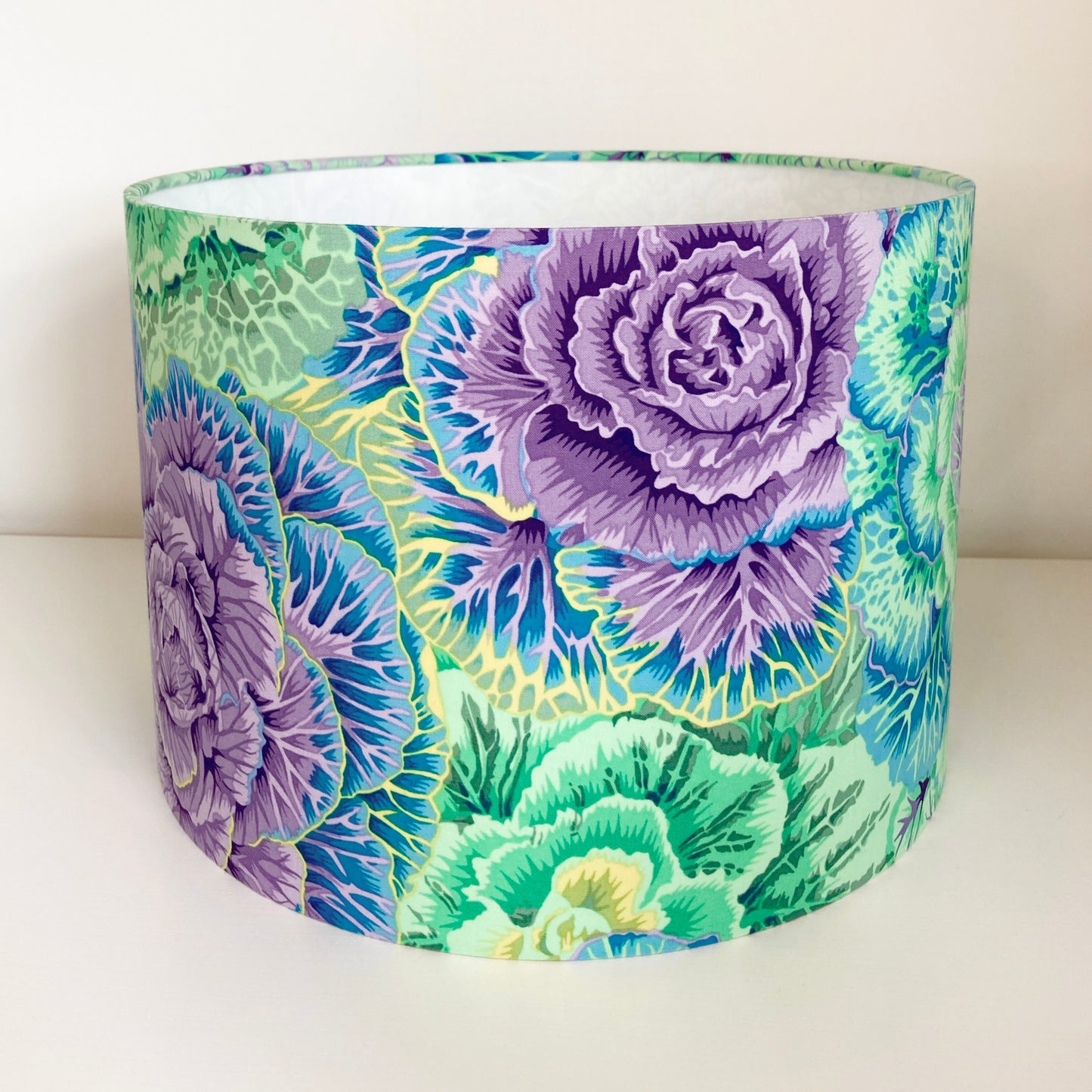 Light Green Blue and Purple Brassica Leaves Lampshade