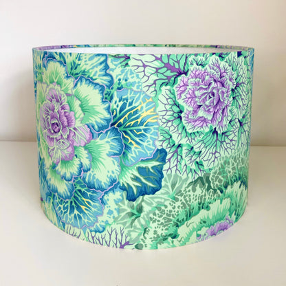 Light Green Blue and Purple Brassica Leaves Lampshade