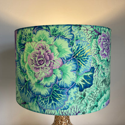Light Green Blue and Purple Brassica Leaves Lampshade