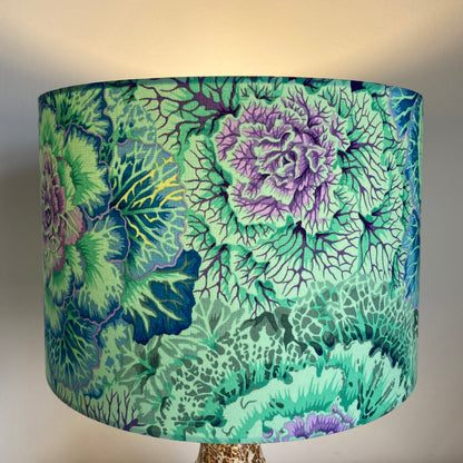Light Green Blue and Purple Brassica Leaves Lampshade