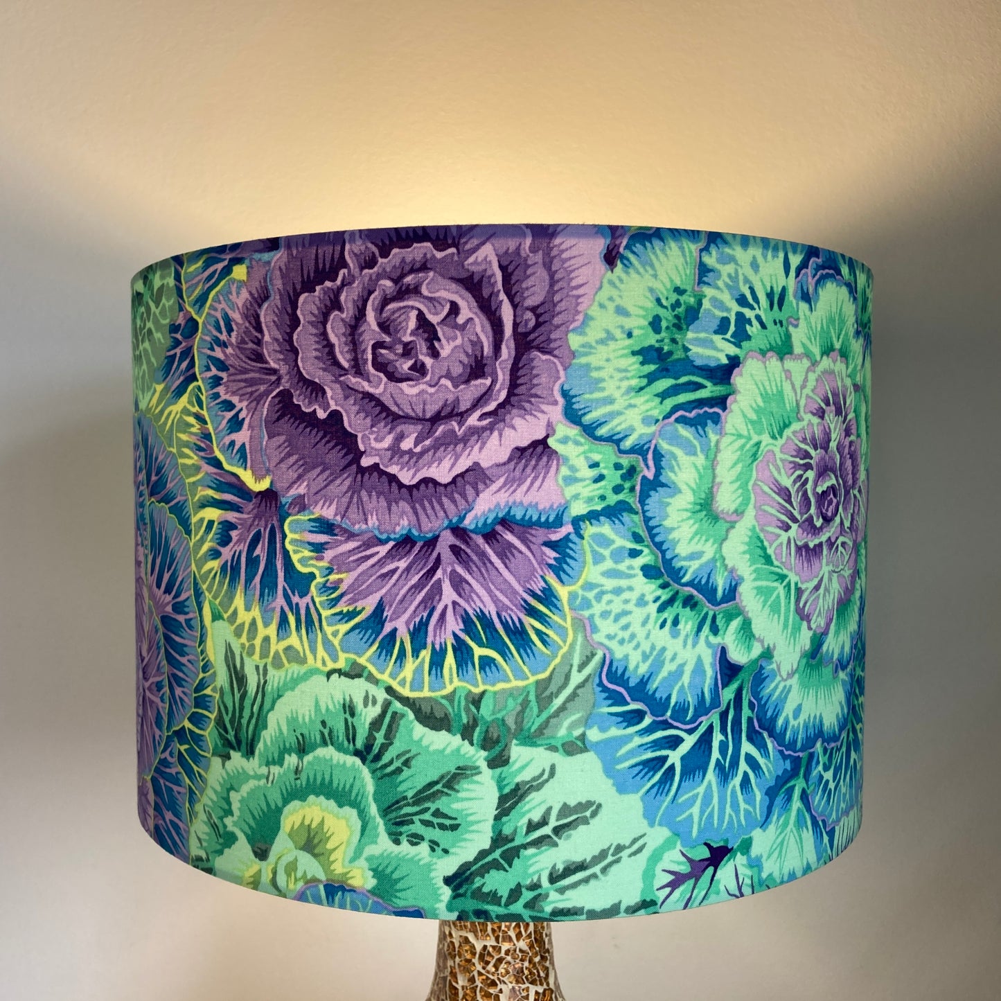 Light Green Blue and Purple Brassica Leaves Lampshade