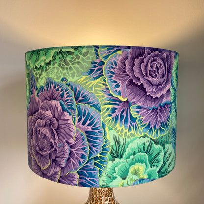 Light Green Blue and Purple Brassica Leaves Lampshade