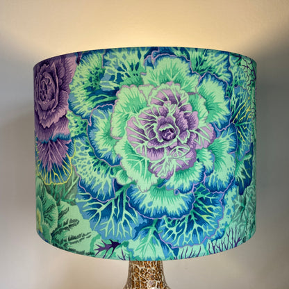 Light Green Blue and Purple Brassica Leaves Lampshade