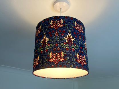 William Morris Snakeshead Lampshade in Dark Blue, Wine and Green Fabric