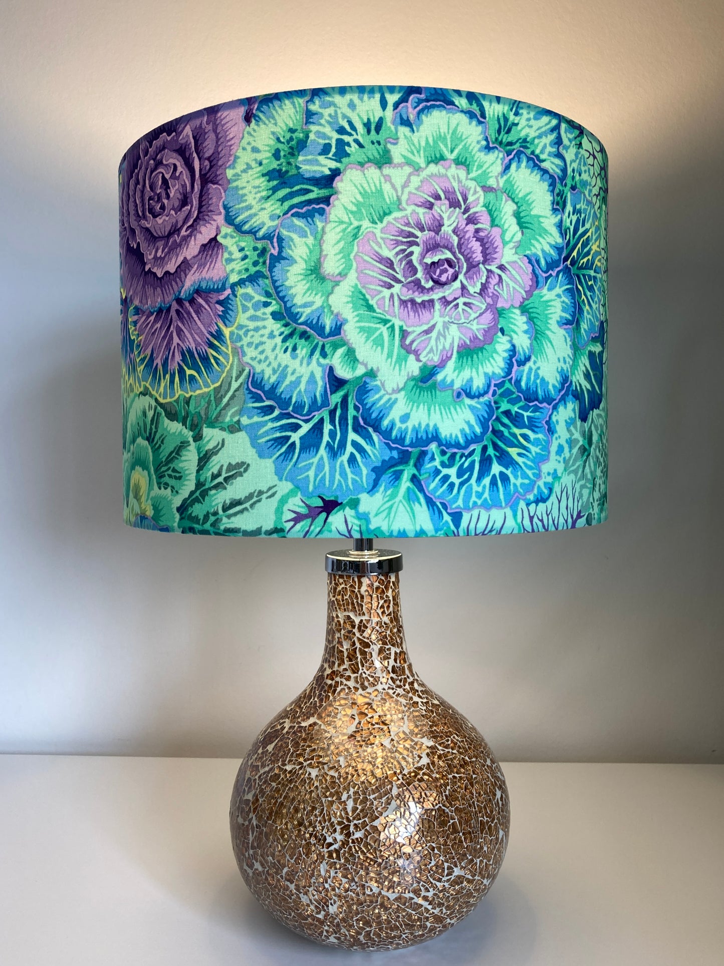 Light Green Blue and Purple Brassica Leaves Lampshade