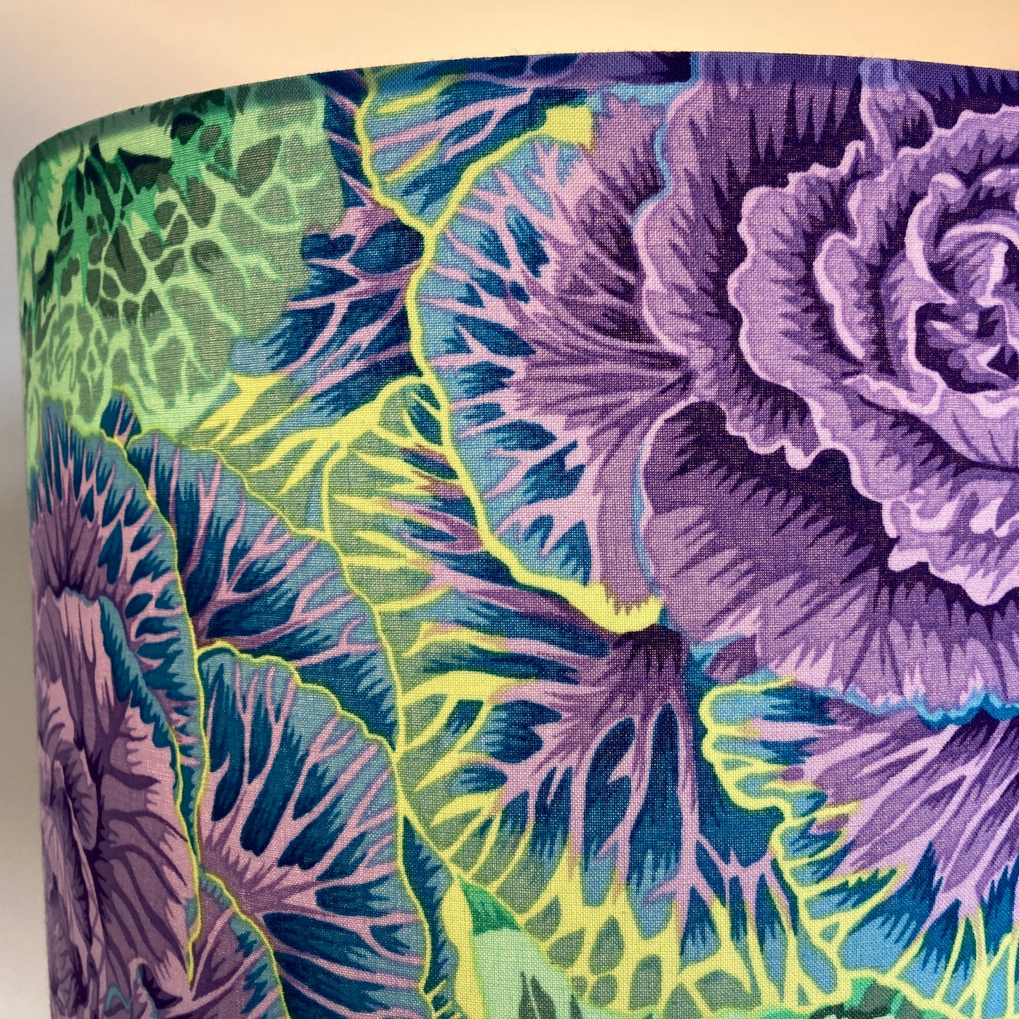 Light Green Blue and Purple Brassica Leaves Lampshade