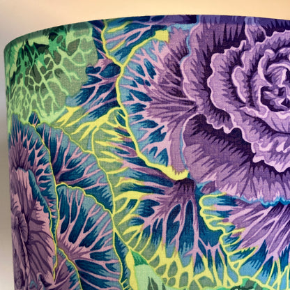 Light Green Blue and Purple Brassica Leaves Lampshade