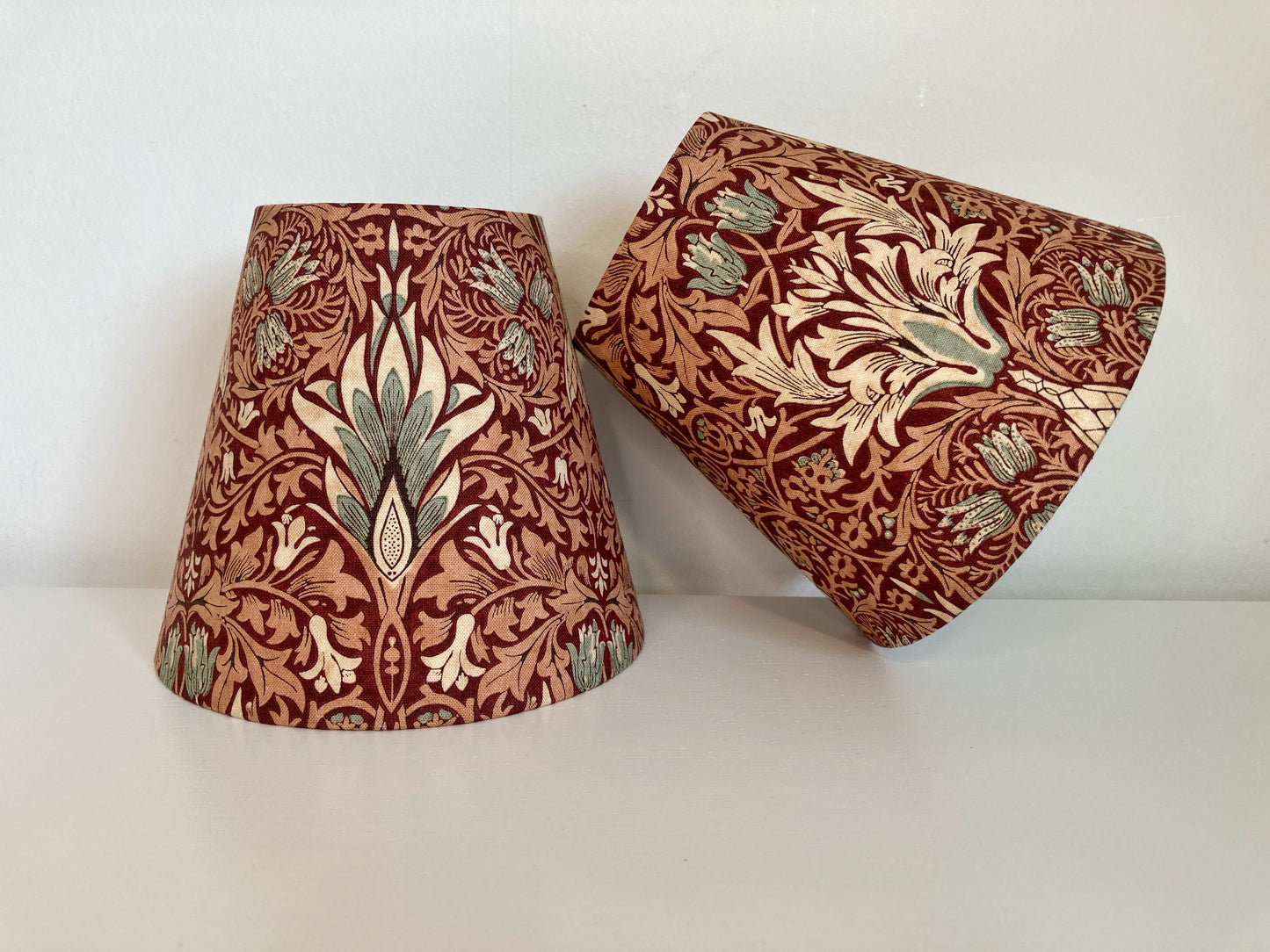 William Morris Red Snakeshead Fabric Candle Clip Lampshade