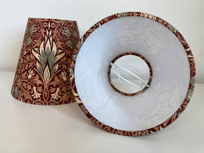 William Morris Red Snakeshead Fabric Candle Clip Lampshade