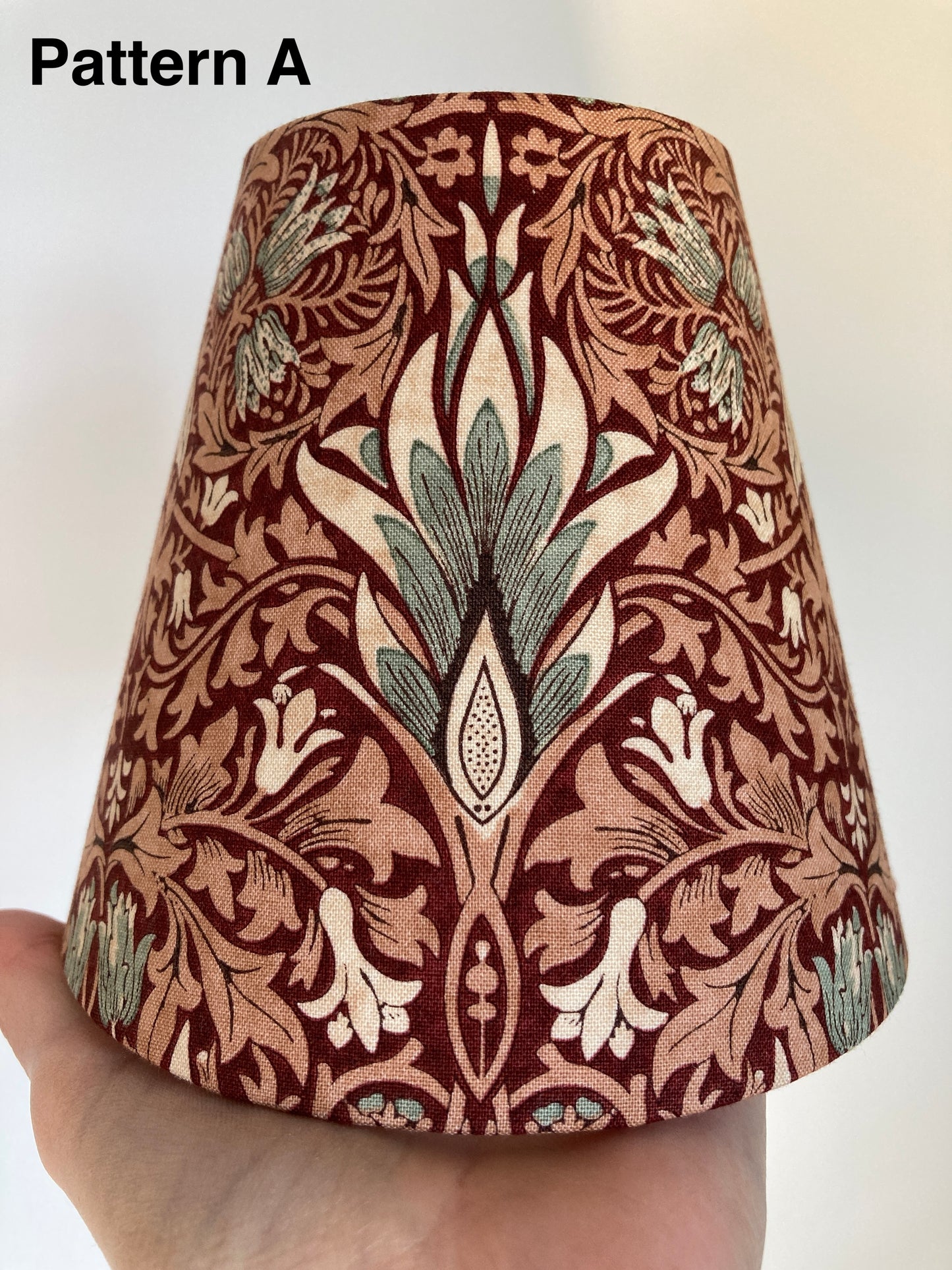 William Morris Red Snakeshead Fabric Candle Clip Lampshade