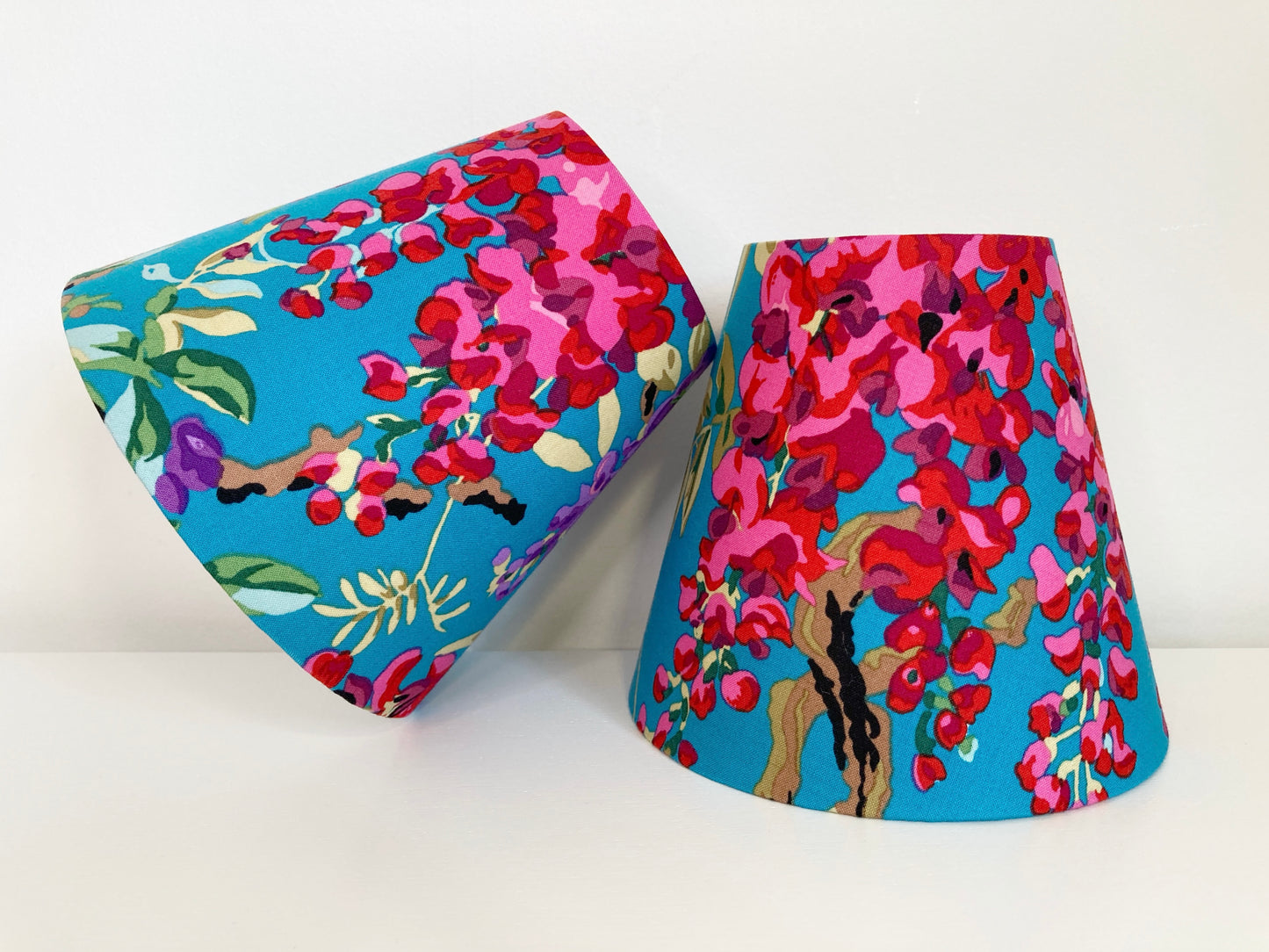 Bright Pink and Teal Wisteria Flower Candle Clip Lampshade