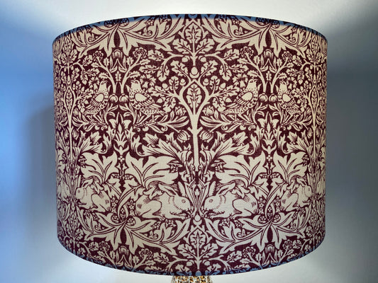 William Morris Brer Rabbit Lampshade, Dark Red Burgundy Brother Rabbit Lampshade