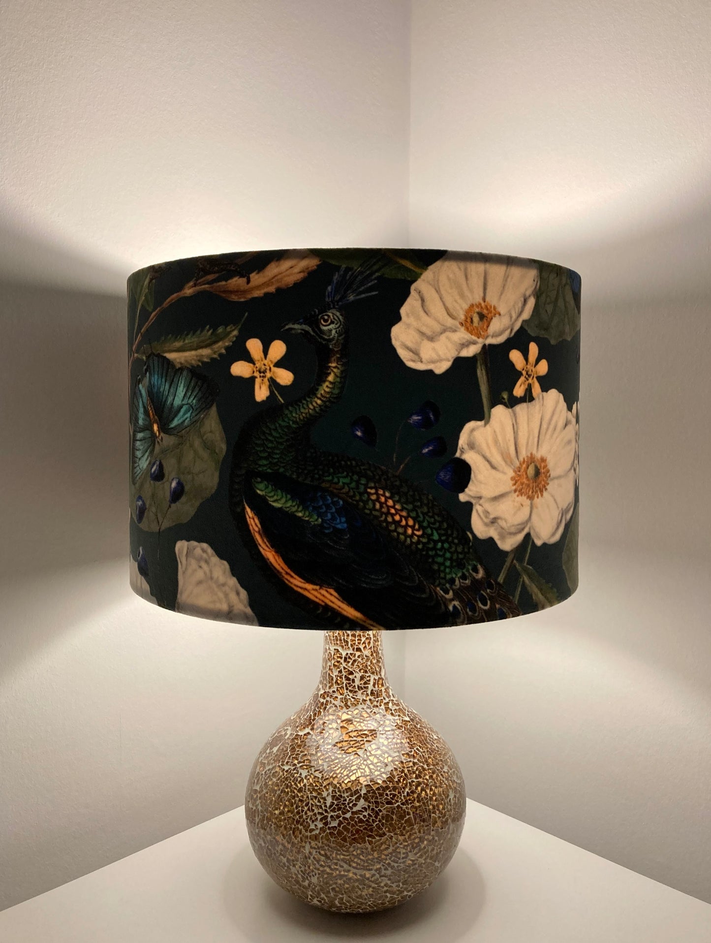 Velvet Peacock Lampshade for Table or Ceiling Lamps