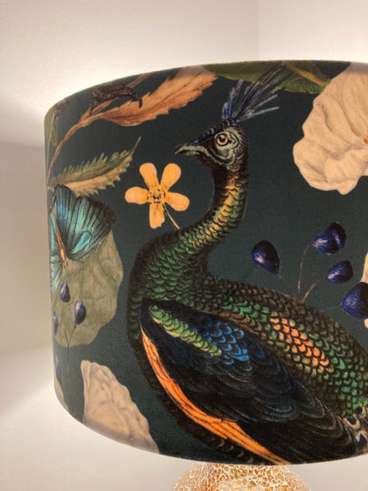 Velvet Peacock Lampshade for Table or Ceiling Lamps