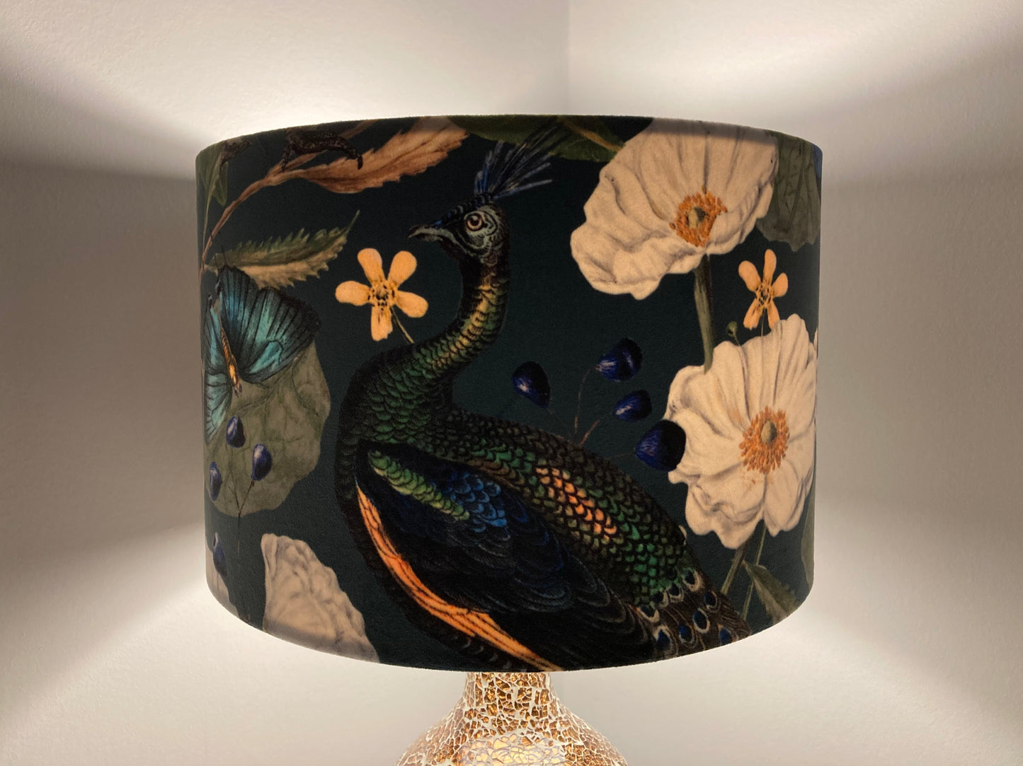 Velvet Peacock Lampshade for Table or Ceiling Lamps